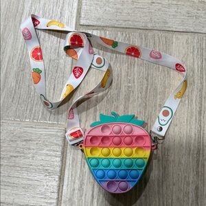 POP Rainbow Strawberry Pop-It Crossbody Bag with Fruit Strap